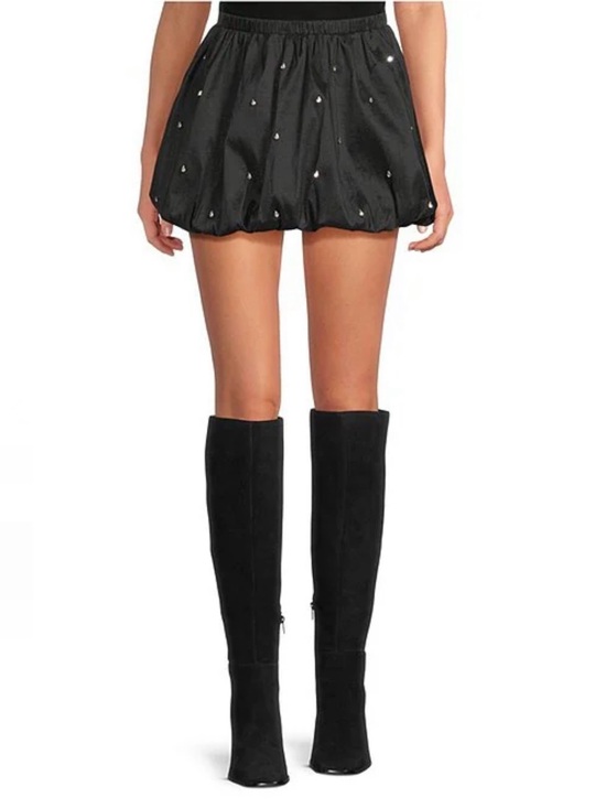 Gianni Bini Dresses & Skirts - Gianni Bini Nadia Rhinestone Embellished Taffeta Bubble Mini Skirt Black M